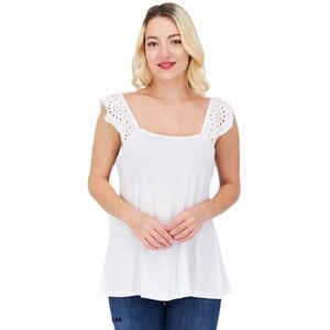 Willow Drive Womens White Eyelet Lace Boho Peasant Cottagecore‎ Blouse XS